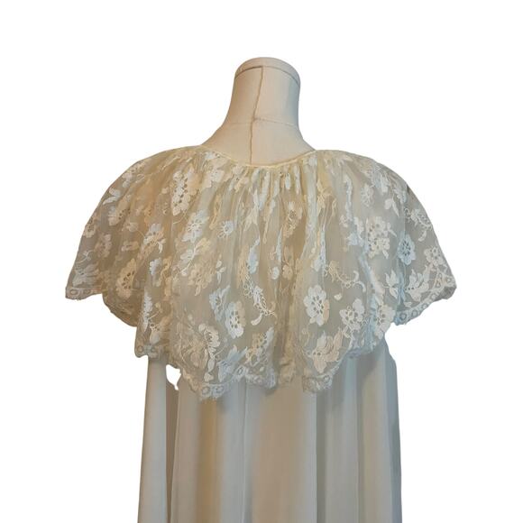 VTG. Leonora Lace Nylon Robe Size 12 Peignoir Bridal Renaissance Fairy Ethereal - Picture 7 of 11